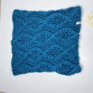 Levi's teal cable-knit neck warmer.